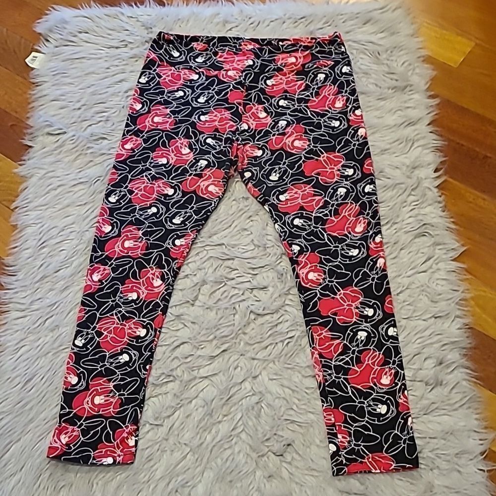 Luluroe‎ womens Disney black and pink Minnie mouse leggings size TC